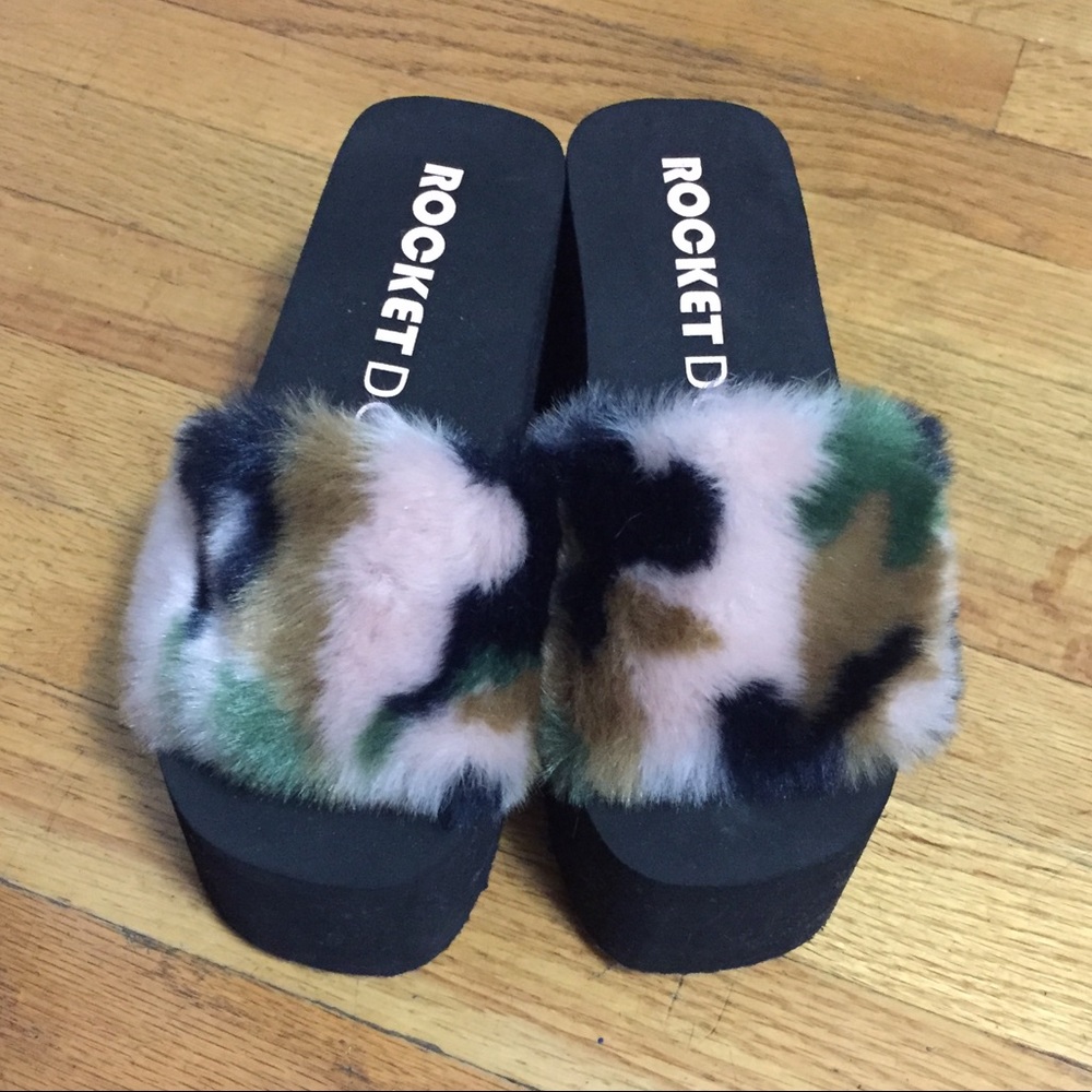 Faux Fur Rocket Dog Platform Sandals